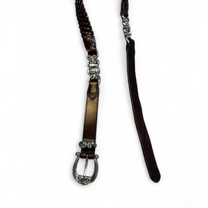 Brighton Brown leather belt silver accents buckle western size 34